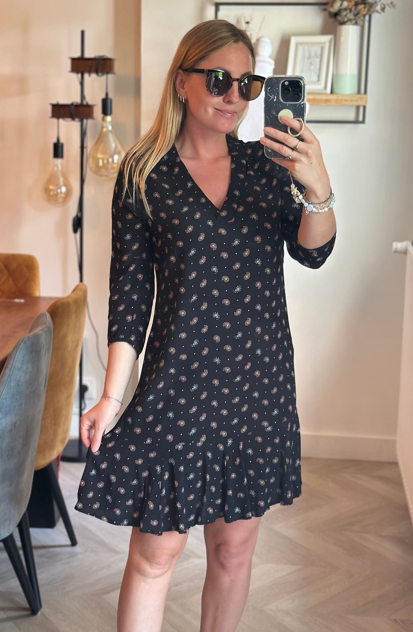 Robe noire imprimé cachemire T.36