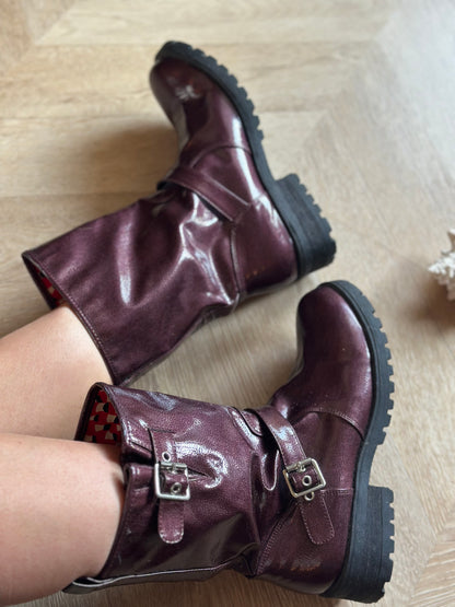 Bottines biker bordeaux P.39