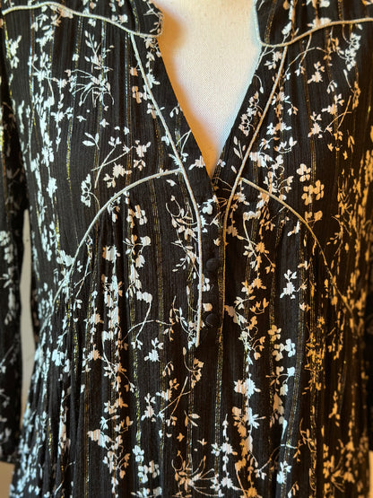Robe Frezza coupe fluide fleurie noire et blanche T.38/2