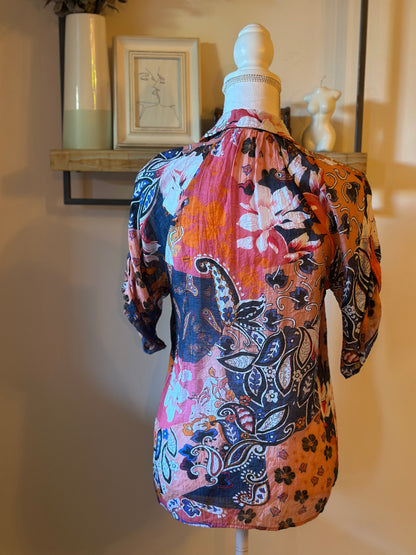 Ensemble chemise short imprimé patchwork bohème T.36/38
