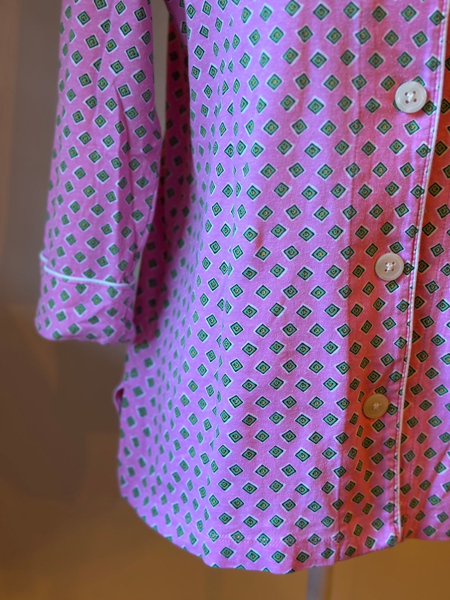 Chemise imprimé façon pyjama rose T.34