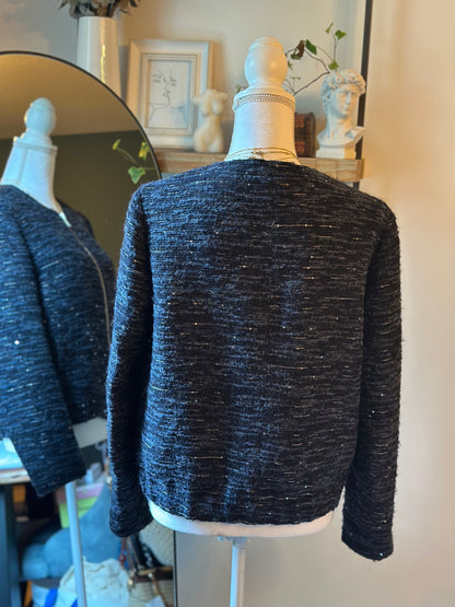 Veste zippée noire à sequins discrets T.40
