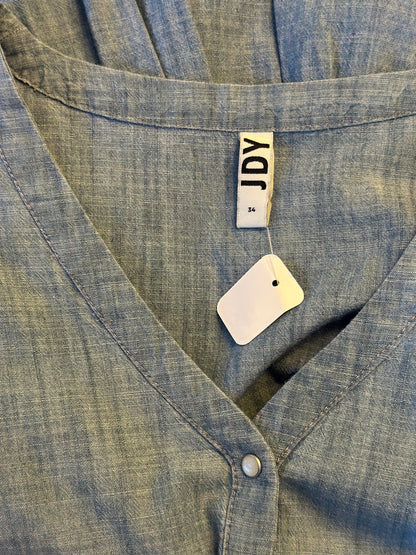 Blouse péplum en coton effet chambray T.34 neuve sans étiquette