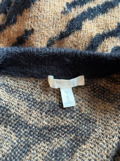 Gilet long imprimé zèbre laine T.34 oversize