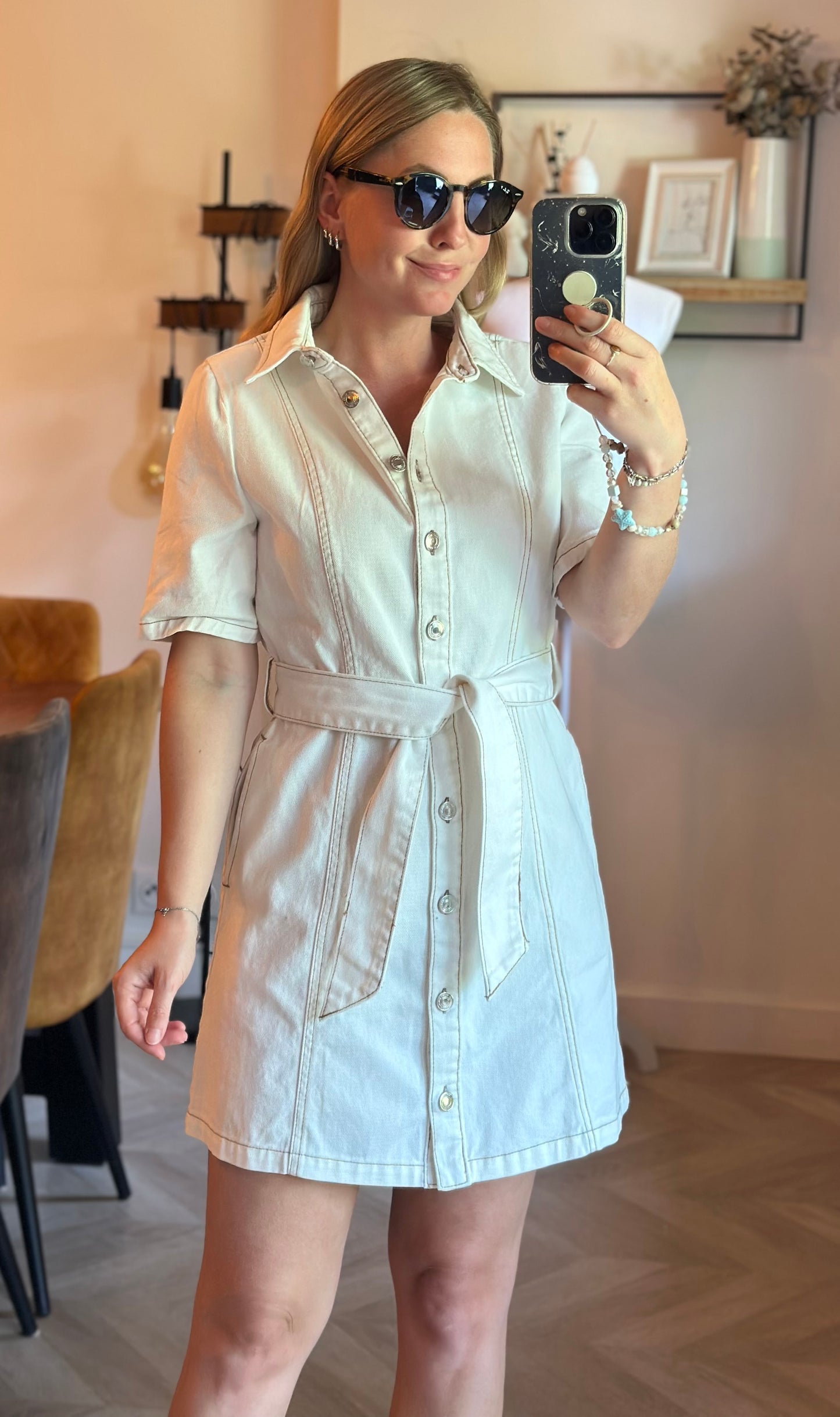Robe chemise en jean écru T.36