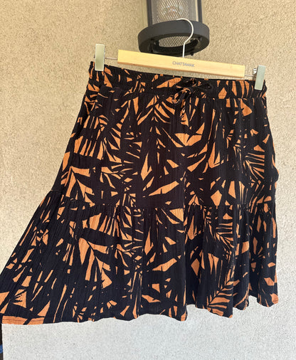 Jupe fluide en viscose marron et noire T.38