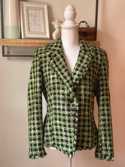 Blazer motifs pied-de-coq en soie T.38