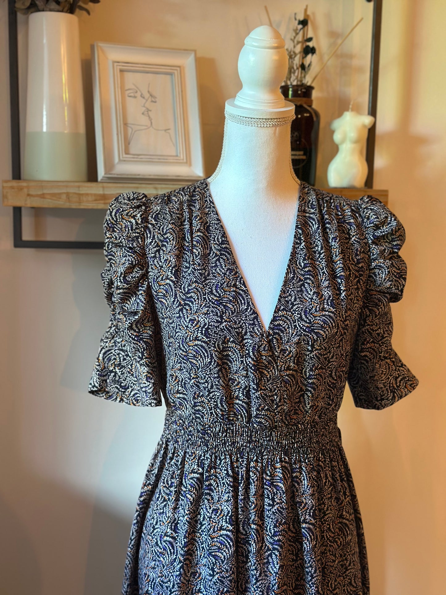 Robe longue imprimé feuillage T.38