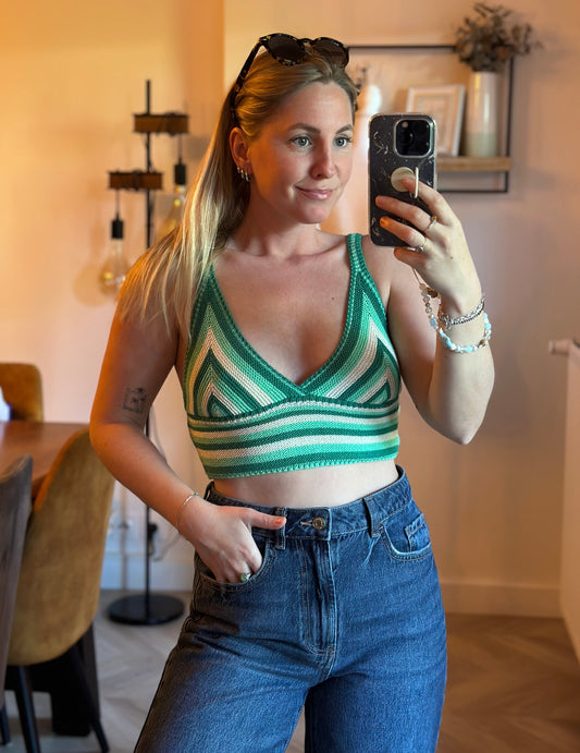 Top crochet rayé vert T.38