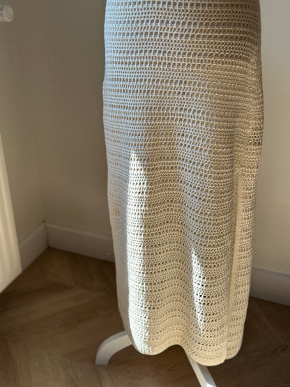 Robe longue au crochet crème neuve T.38