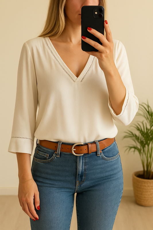 Blouse unie ivoire T.40