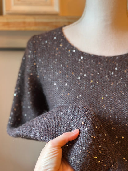 Pull gris à sequins en mohair et laine T.38