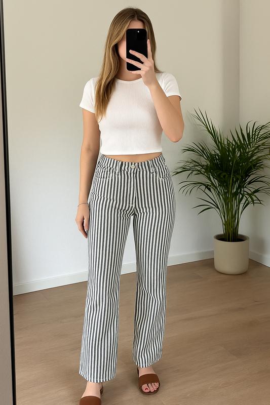 Pantalon à rayures jambes larges, T.36