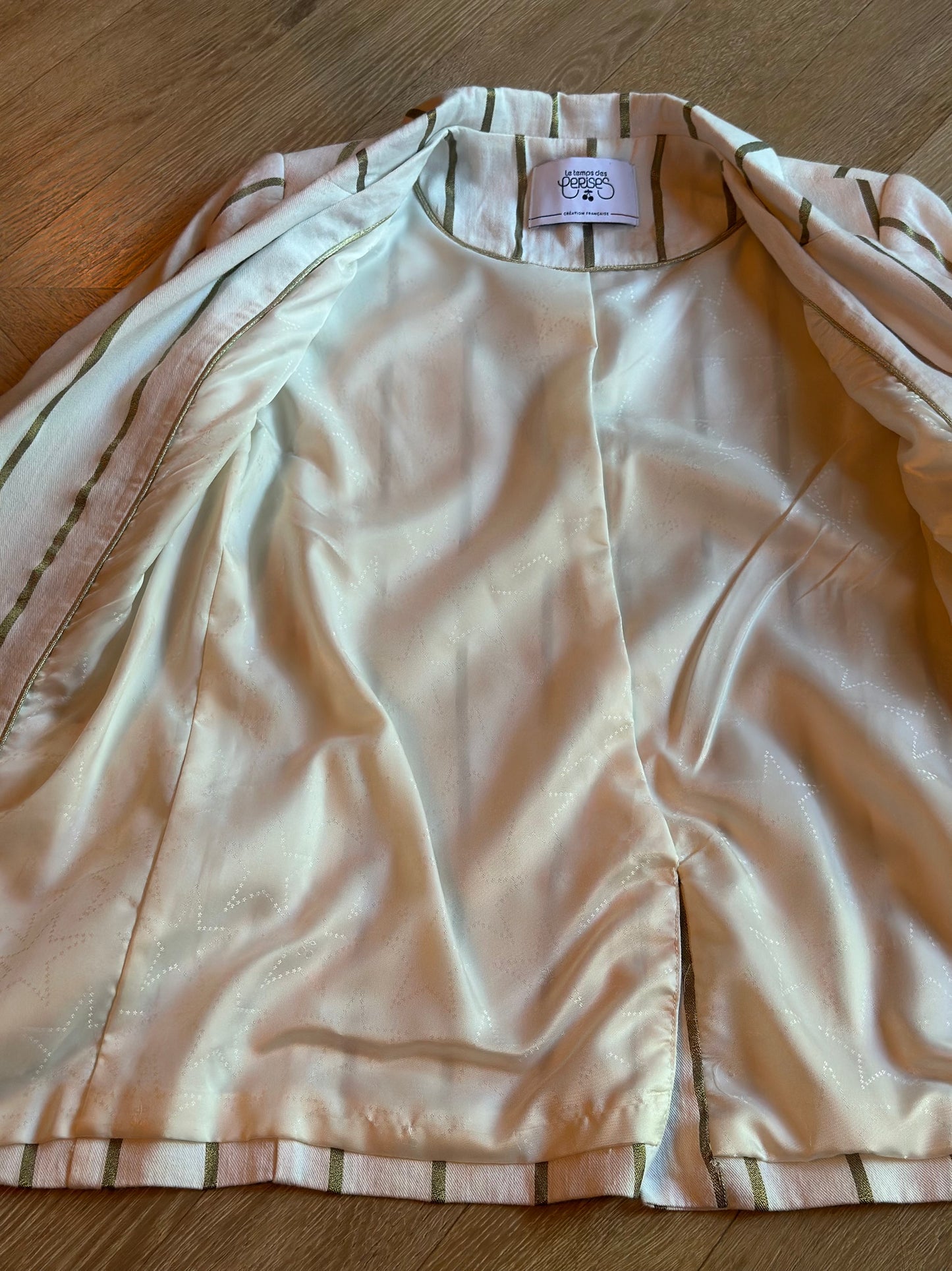 Blazer rayé blanc et doré lin T.34