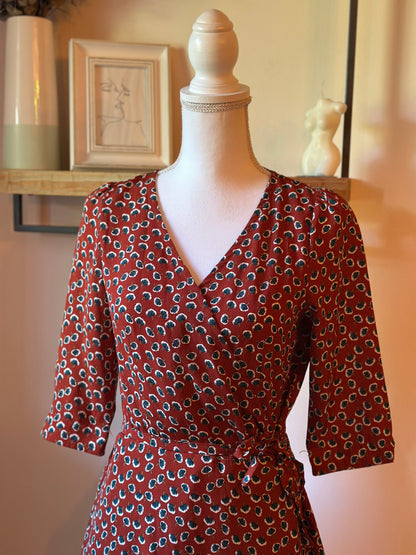 Robe portefeuille imprimé fleuri terracotta T.36