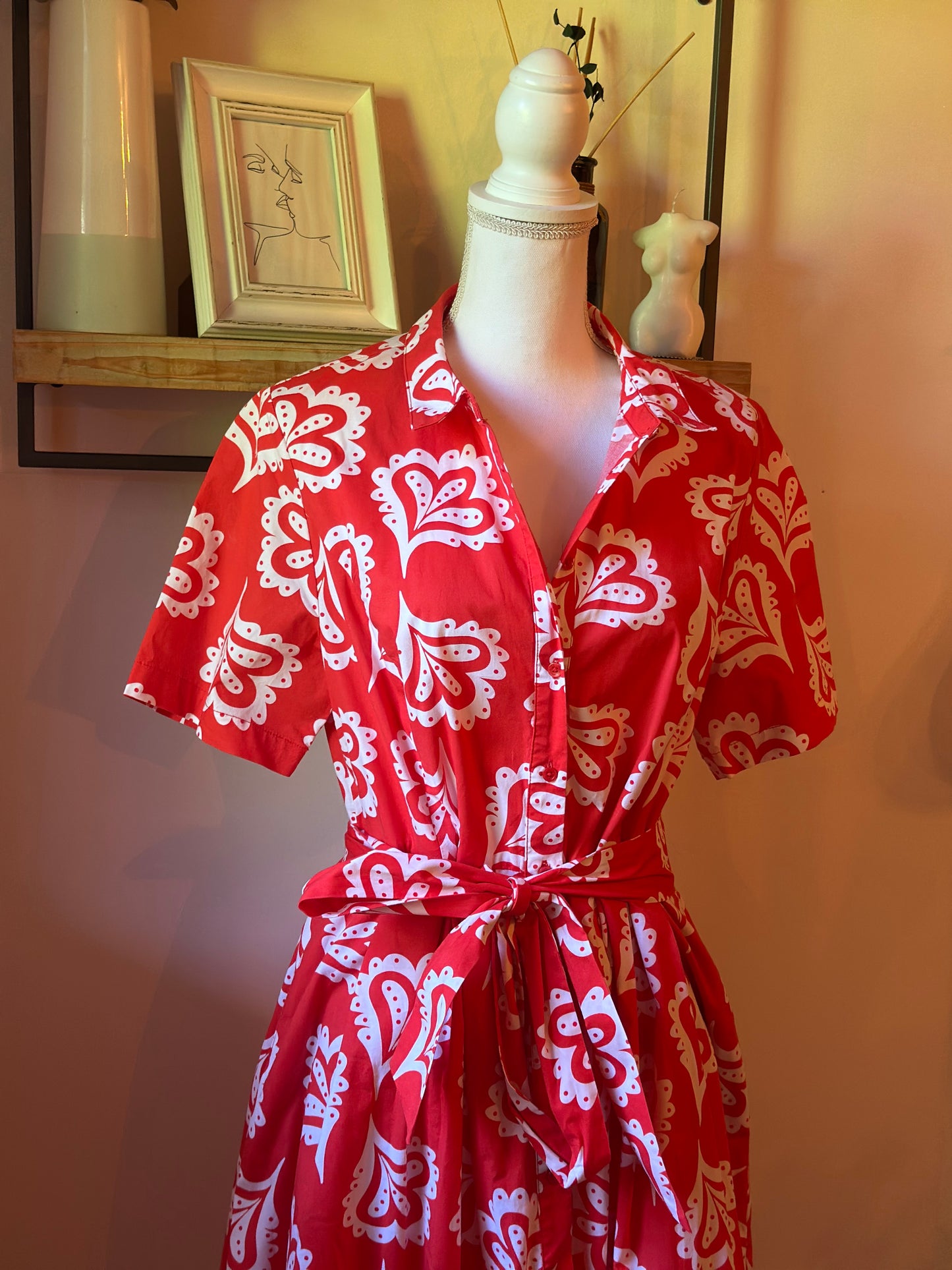 Robe midi imprimé rouge T.40