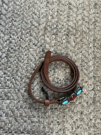 Ceinture cuir marron boucle bohème taille 95
