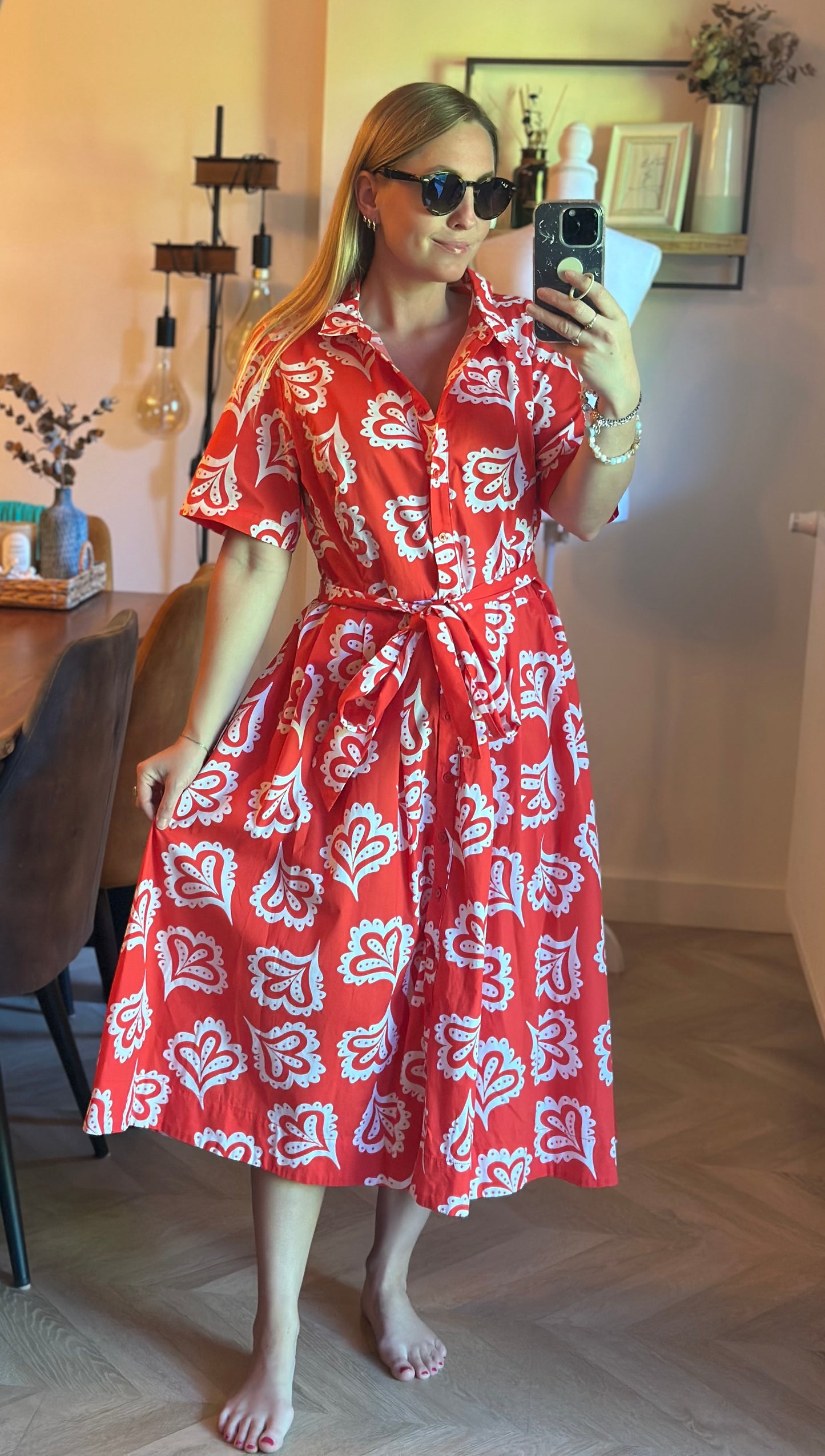 Robe midi imprimé rouge T.40