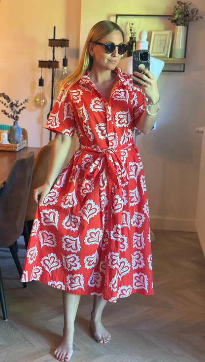 Robe midi imprimé rouge T.40