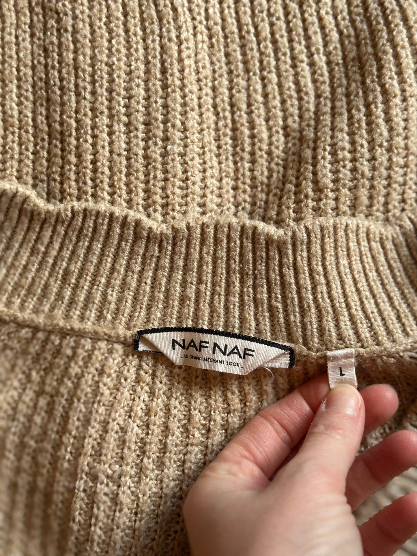 Cardigan beige maille T.40