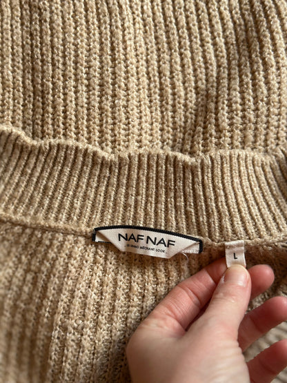 Cardigan beige maille T.40