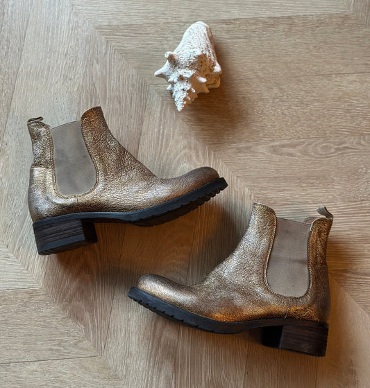 Bottines Chelsea cuir doré Made in Italy T37,5
