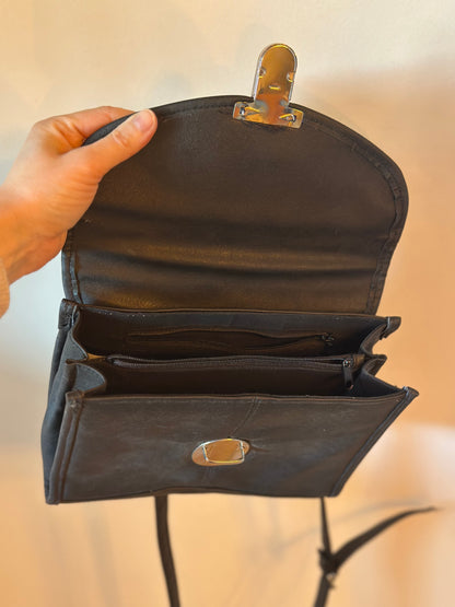 Sac bandoulière noir uni vintage