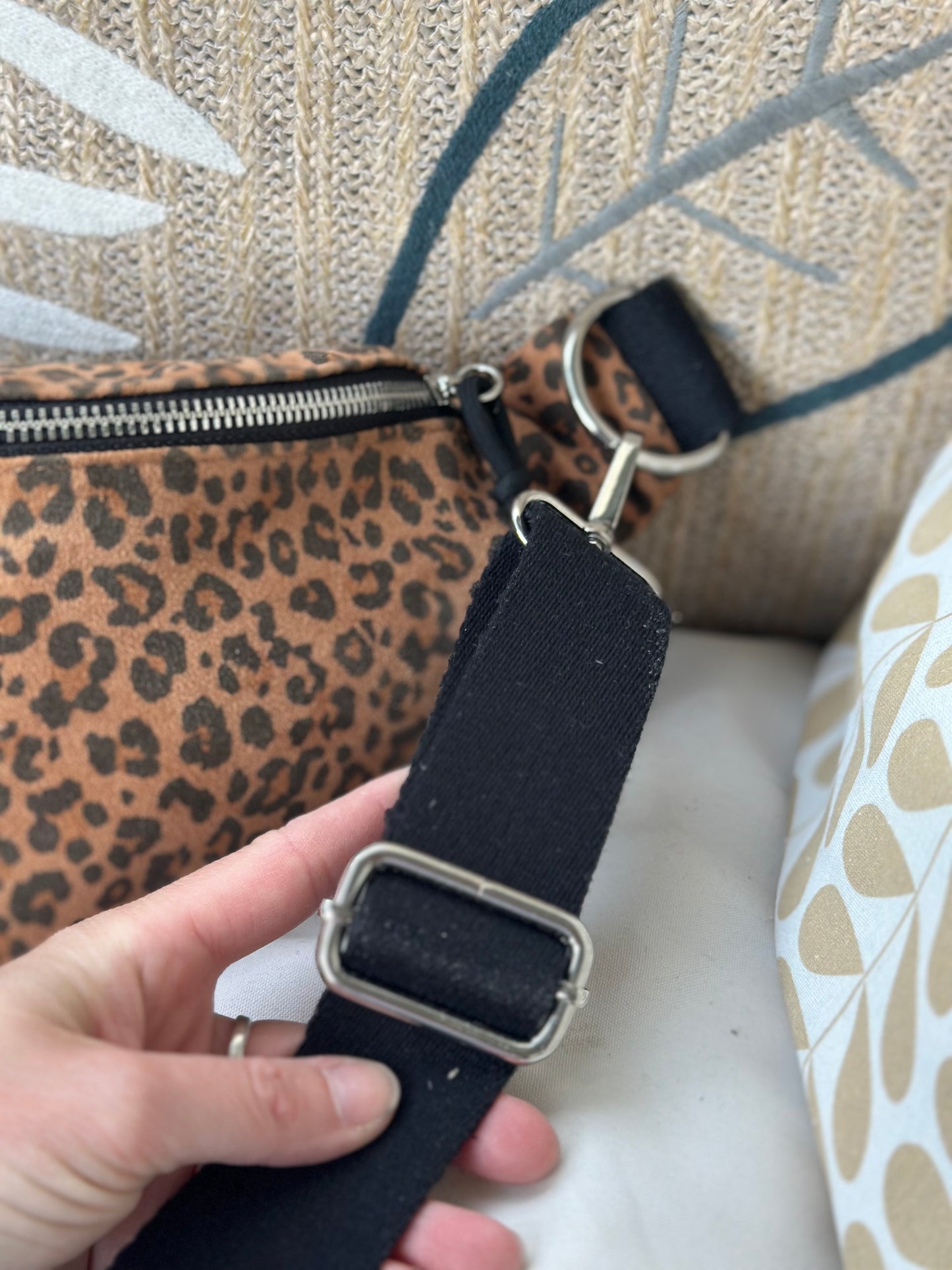 Sac banane imprimé léopard coton marron neuves