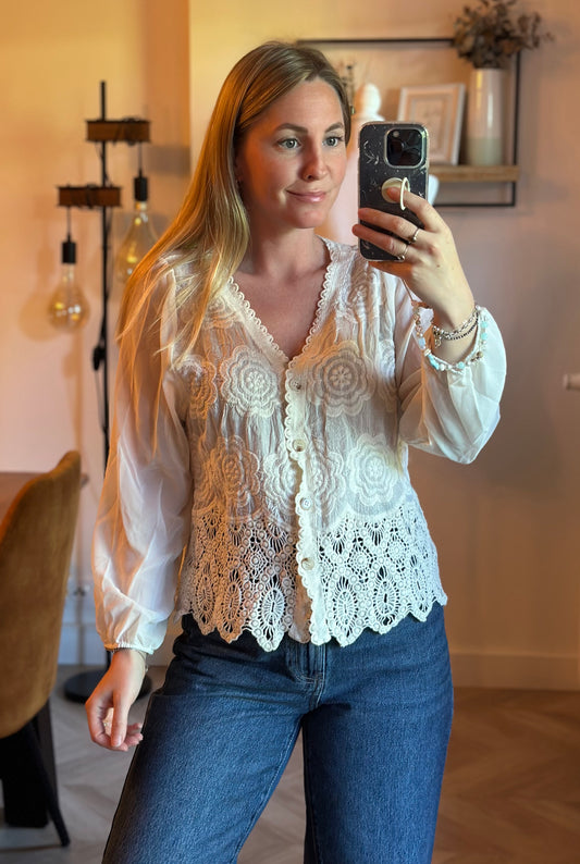 Cardigan dentelle crème T.36/38