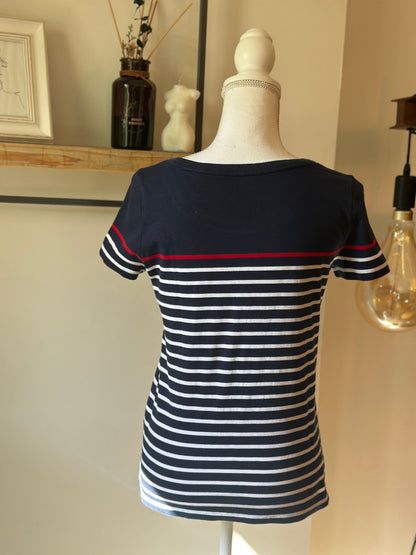 T-shirt marinière bleu marine et blanc T.36