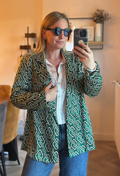 Chemise blazer imprimé chaînes vert T.38