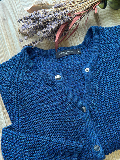 Cardigan en maille bleu avec lurex argenté T.36