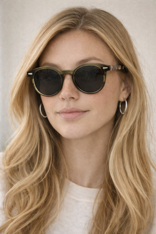 Lunettes de soleil femme vert kaki & noir,unisexe