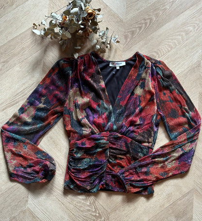 Blouse irisée imprimé floral coloré T.34