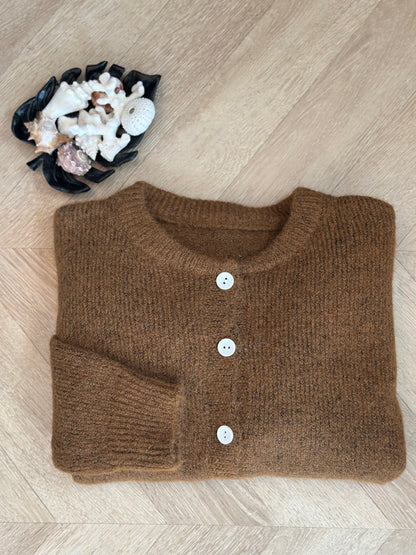 Gilet en maille douce laine mélangée coloris camel coupe oversize T.36/38
