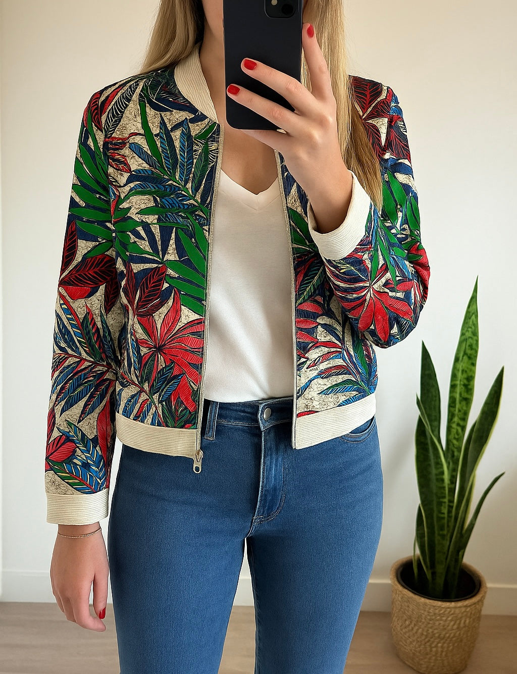 Veste légère/bomber imprimé fleuri T.38