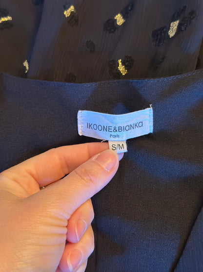 Robe noire voile plumetis doré T.36/38