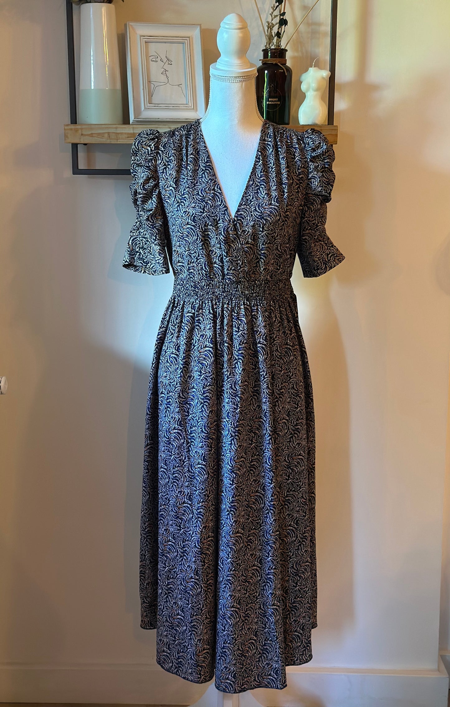 Robe longue imprimé feuillage T.38