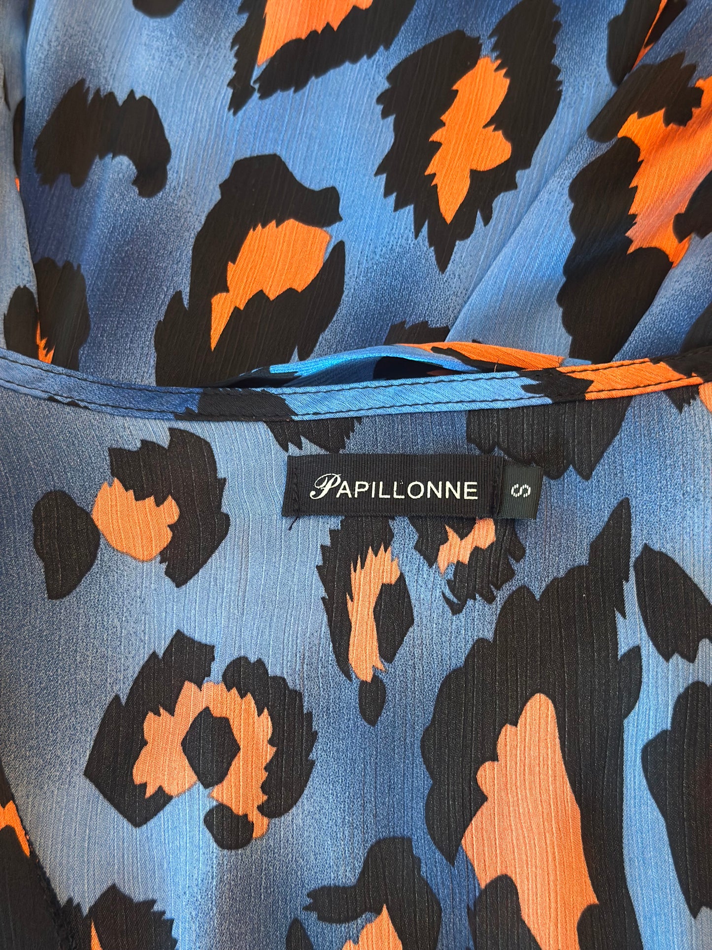 Robe imprimé léopard bleu et corail T.36/38