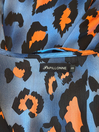 Robe imprimé léopard bleu et corail T.36/38