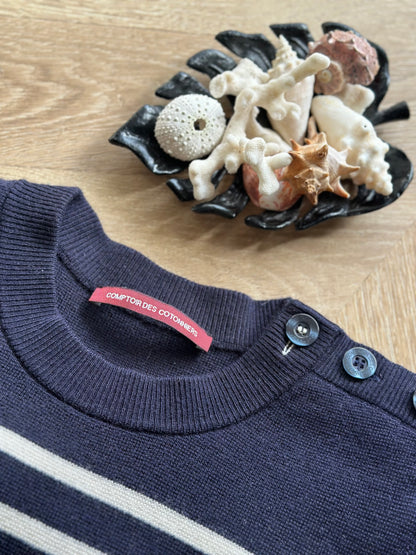Pull marin rayé en laine mérinos T.34
