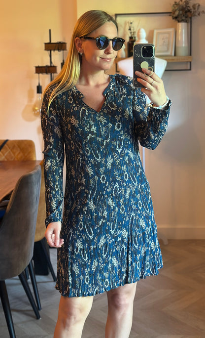 Robe plissée imprimé cachemire lurex T.36