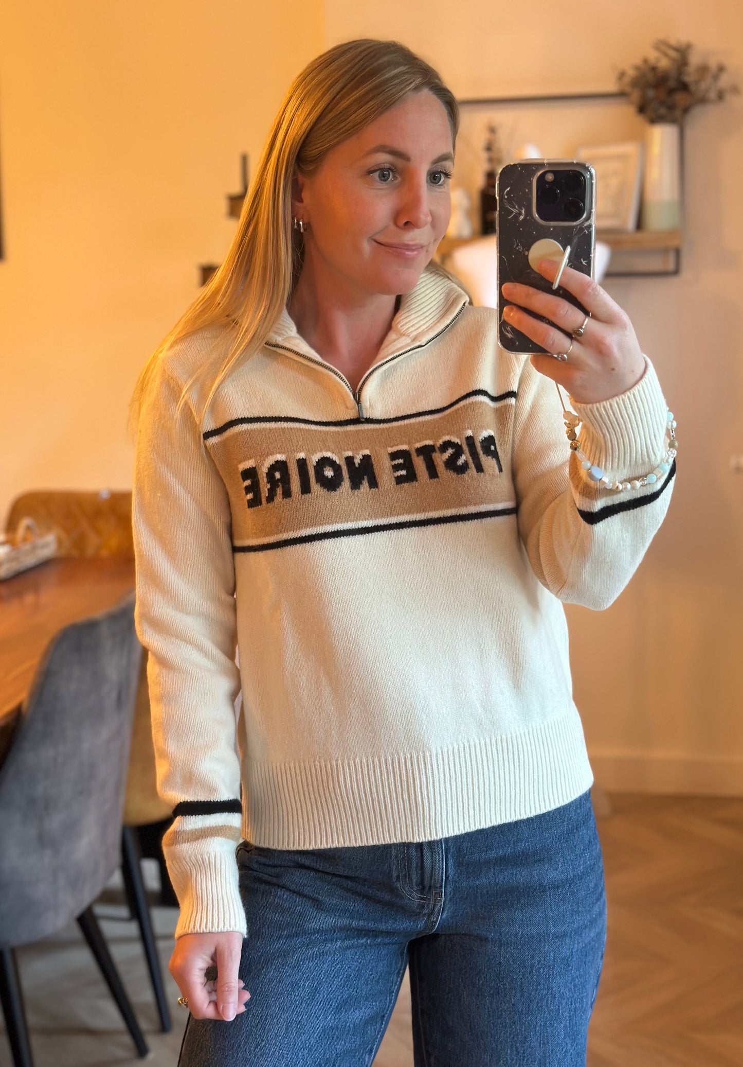 Pull col camionneur laine motif bandes Piste Noire T.34