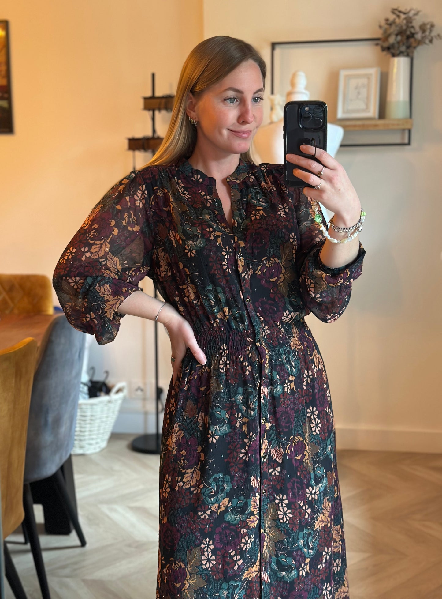 Robe longue fluide imprimé fleurs T.40