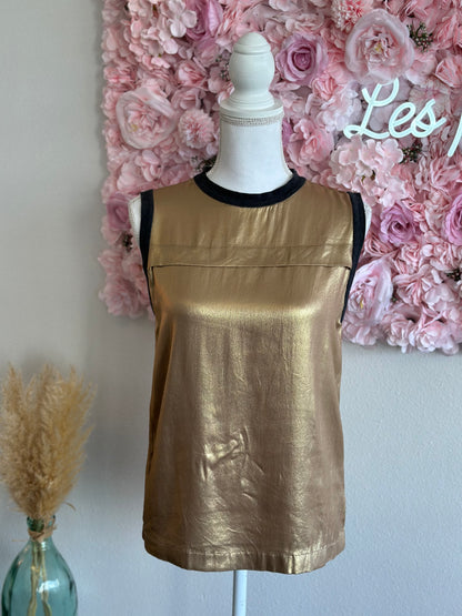 Blouse débardeur doré bronze en soie T.36