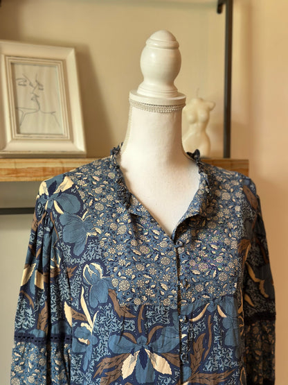 Blouse imprimé floral bleu Monoprix T.34