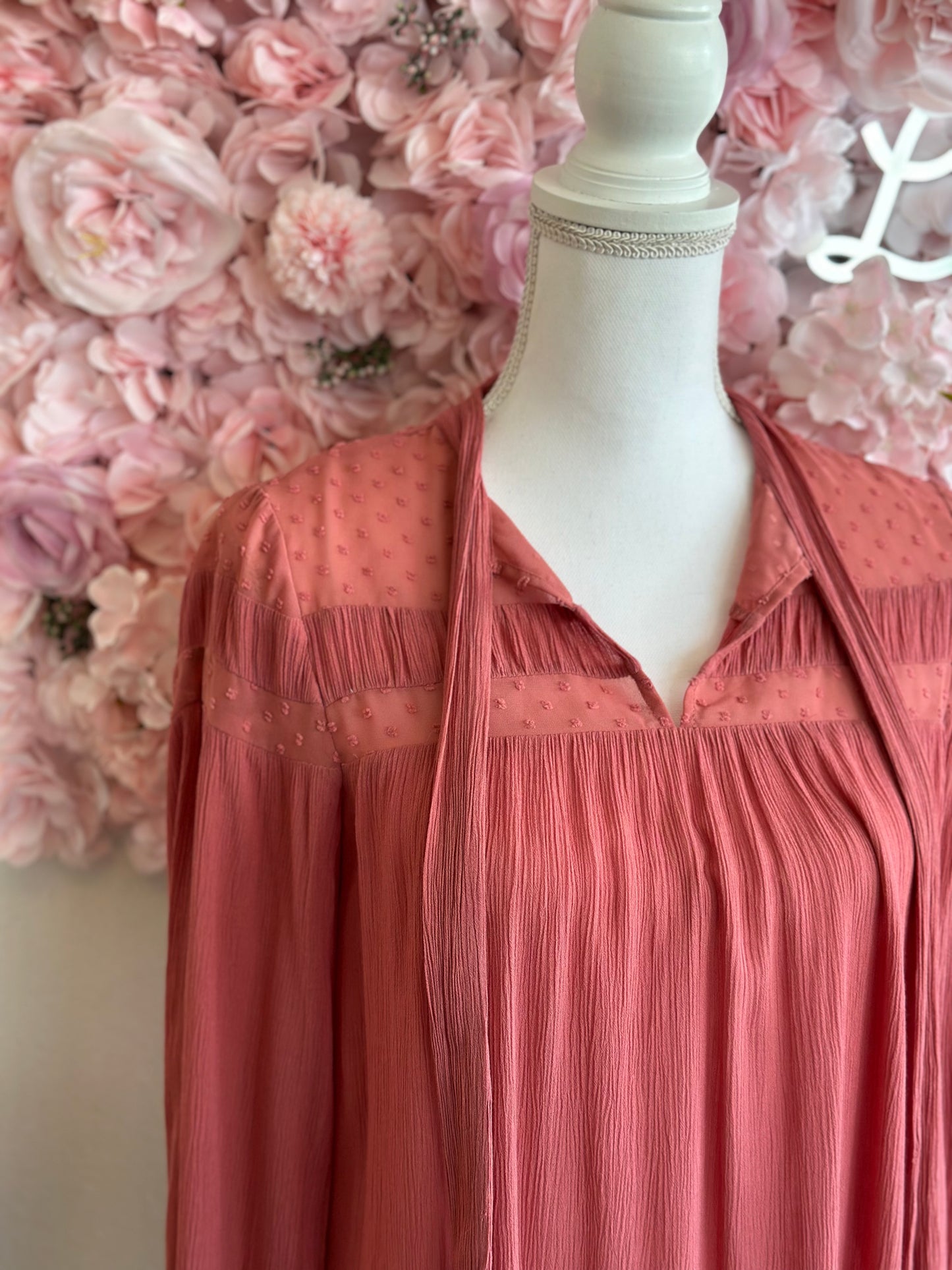 Blouse fluide en popeline rose clair, T.36