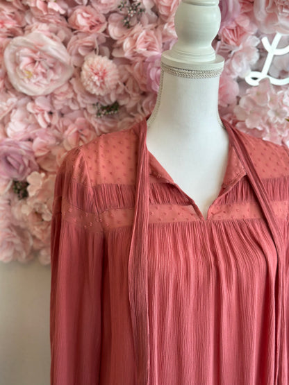 Blouse fluide en popeline rose clair, T.36