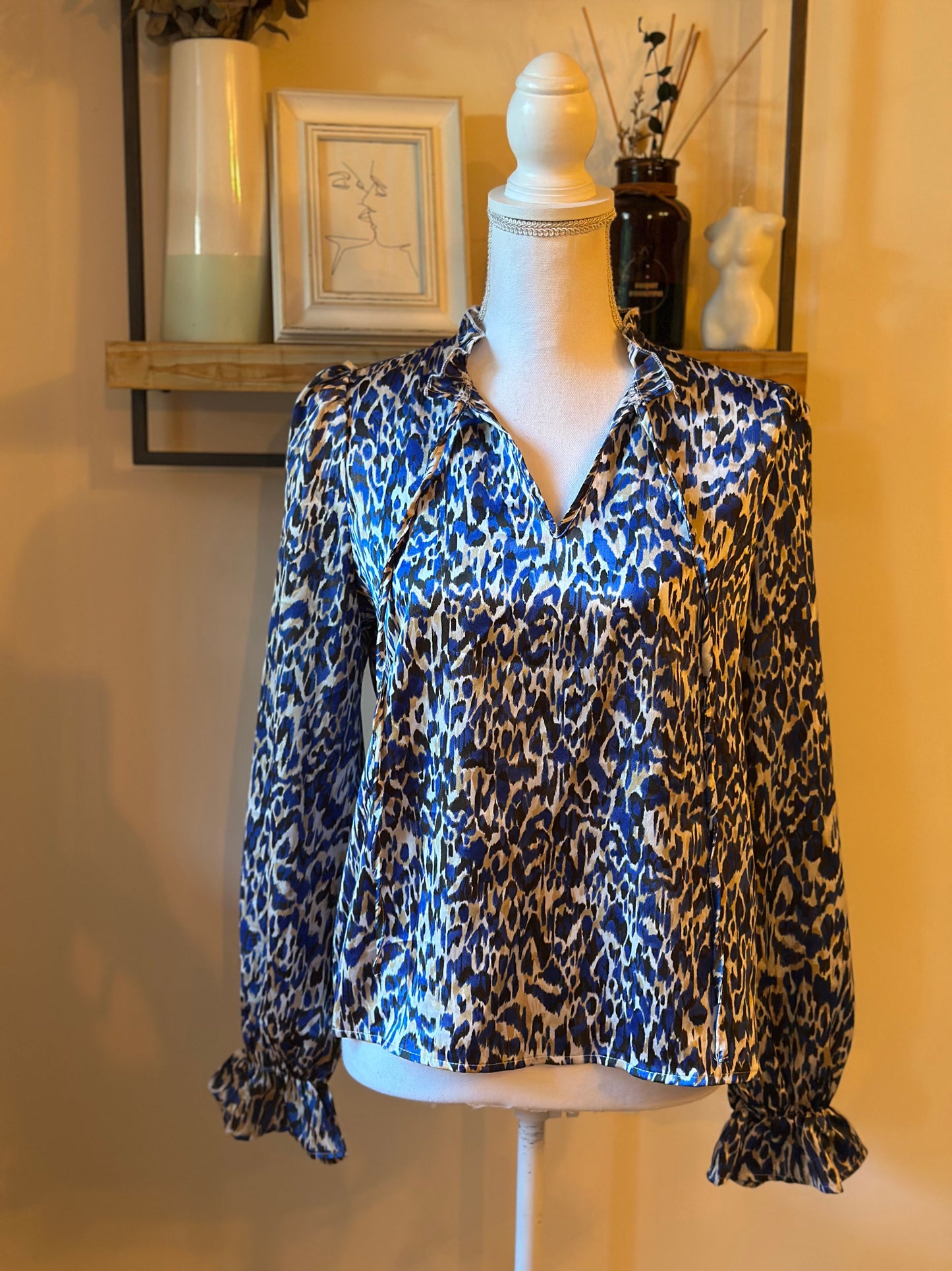 Blouse imprimé léopard bleu T.36/38