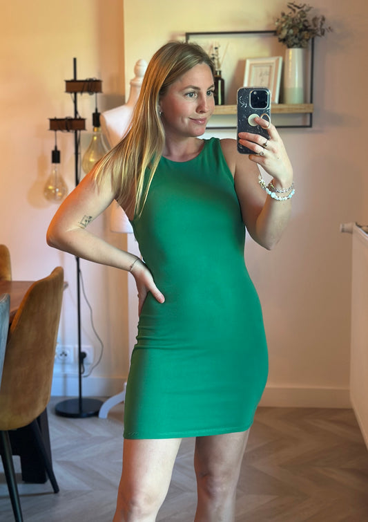 Robe moulante verte en coton T.36